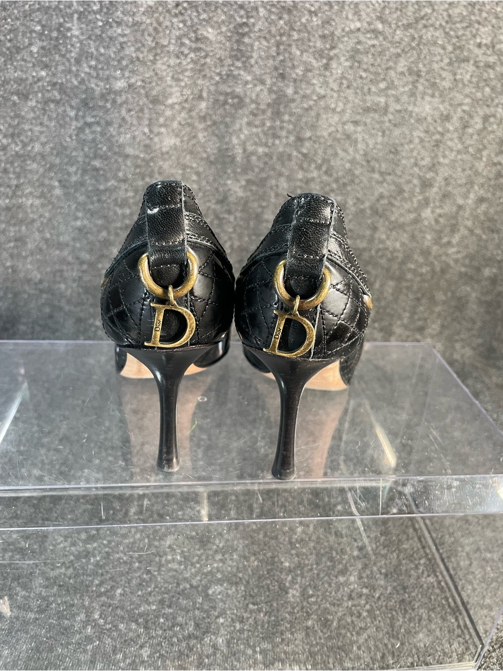 Christian Dior Cannage Black Leather High Heel Peep Toe Pumps SZ EU 36.5 US 6.5 - Picture 9 of 14